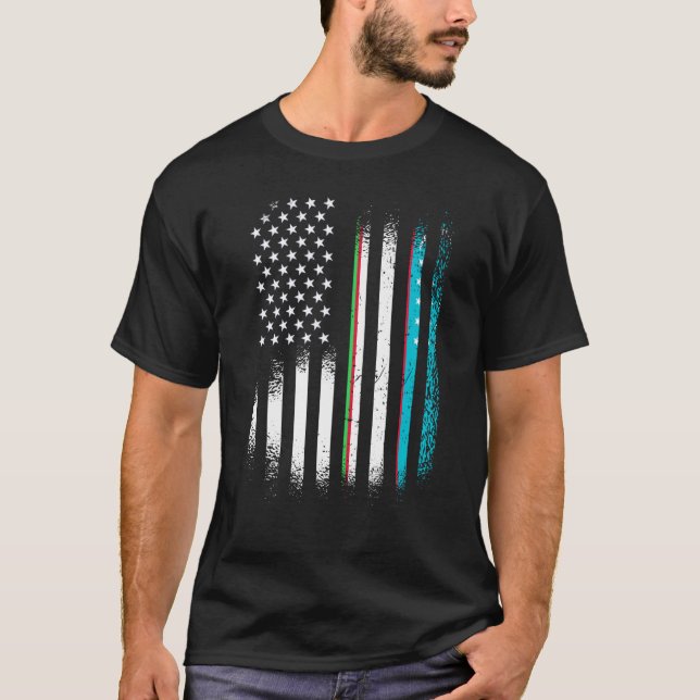 Camiseta País Cultivado Patriótico Americano do Uzbequistão (Frente)