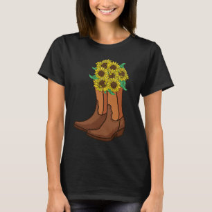 Camiseta País da Vaqueira Mulheres Meninas Botas de Girass