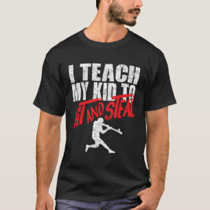Camiseta Pais De Baseball Eu Ensino Meu Bate E Roubo