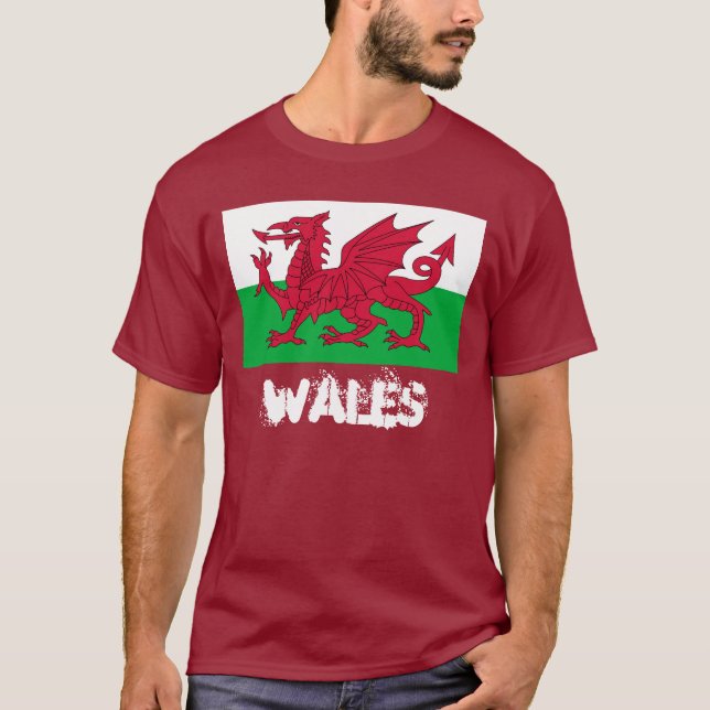 Camiseta País de Gales com bandeira galesa (Frente)