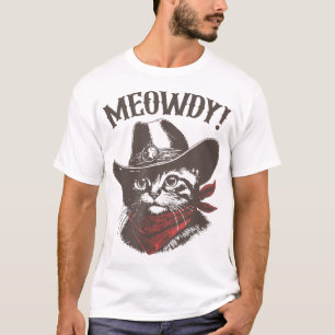 Camiseta País de Gato de Cabelo de Gato Meowboy Ocidental
