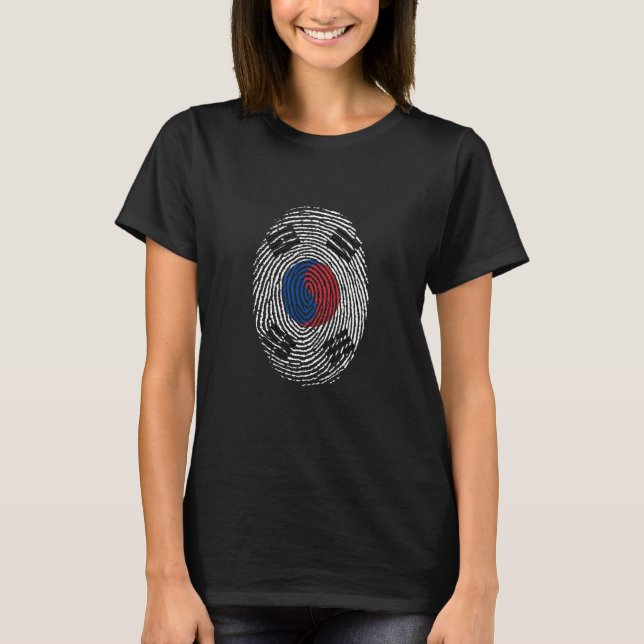 Camiseta País de impressão digital de sinalizador da Coreia (Frente)