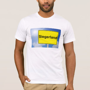 Camiseta País de vencedor escudo com pano de fundo de céu