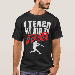 Camiseta Pais do basebol eu ensino meus miúdos bater e