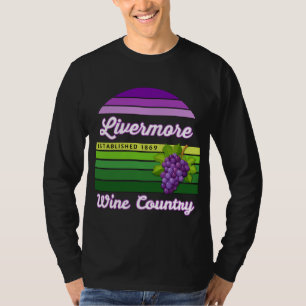 Camiseta País do Vinho de Livermore Rixas Roxo Verde Uvas
