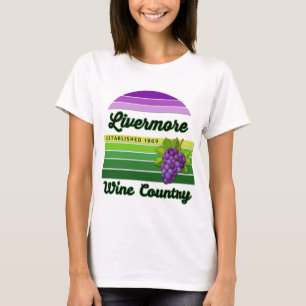Camiseta País do Vinho de Livermore Rixas Roxo Verde Uvas