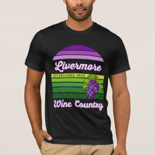 Camiseta País do Vinho de Livermore Uvas Listras Roxas Verd