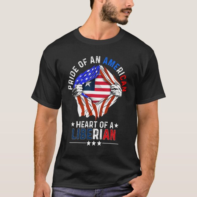 Camiseta País Estrangeiro Li do Orgulho Liberiano Americano (Frente)