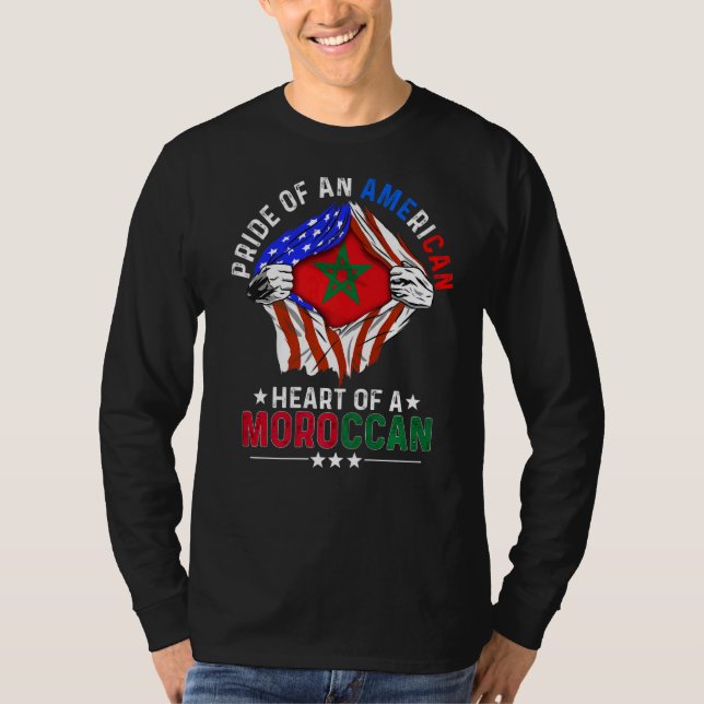 Camiseta País Estrangeiro Mo do Orgulho Americano de Marroc (Frente)