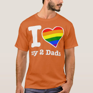 Camiseta Pais gay - Adoro meus 2 Pais com o Coração Arco-Ír