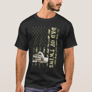 Camiseta Pais Gêmeos Camuflam Pai De Bandeira Americano De