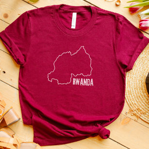 Camiseta País Ruanda Mapa Ruanda Linha Fronteira Ruandesa
