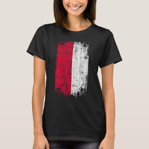 Camiseta País Sinalizador do Souvenir Grunge Bandeira Mônac