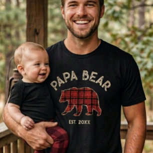 Camiseta País Xadrez Papai Urso Pai Ano de Fundação