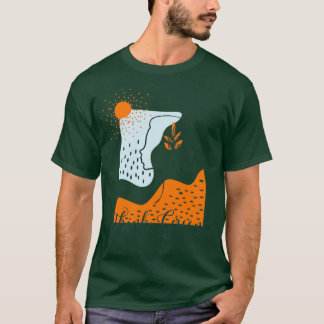 Camiseta Paisagem Abstrato de pense verde com silhueta femi