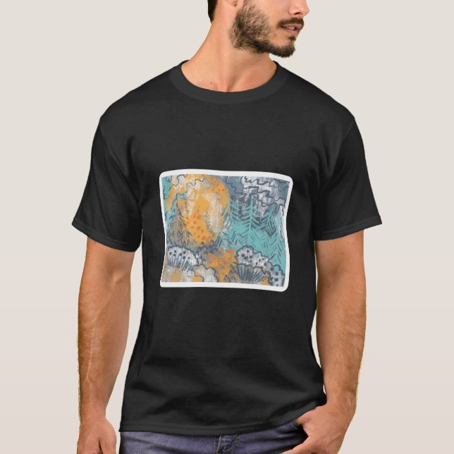 Camiseta paisagem abstrato moderna (Frente)