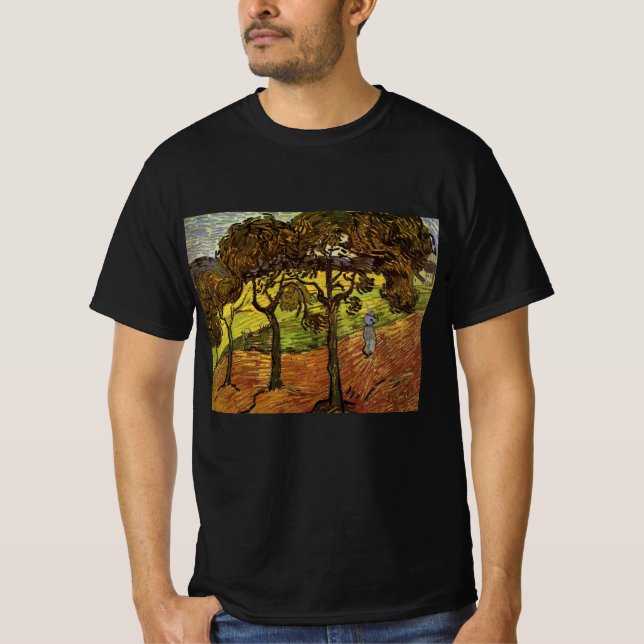 Camiseta Paisagem, árvores e figuras de Vincent van Gogh (Frente)