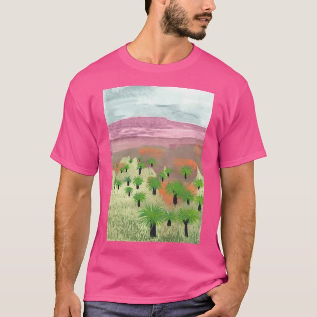 Camiseta Paisagem Australiana com Árvores de Grama Ativas (Frente)