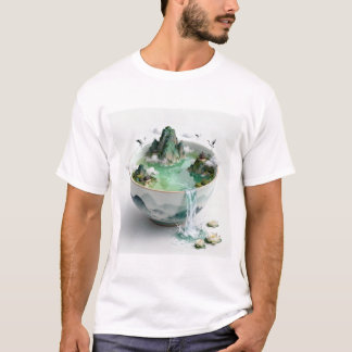 Camiseta Paisagem Chinesa Tendência em uma Tigela | Verde S