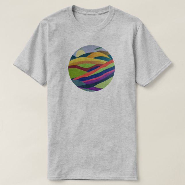Camiseta Paisagem Colinas Arco-íris (Frente do Design)