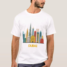 Camiseta paisagem colorida dos desenhos animados de Dubai