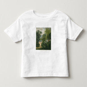 Camiseta Paisagem com Cupido apontando uma seta para um pap