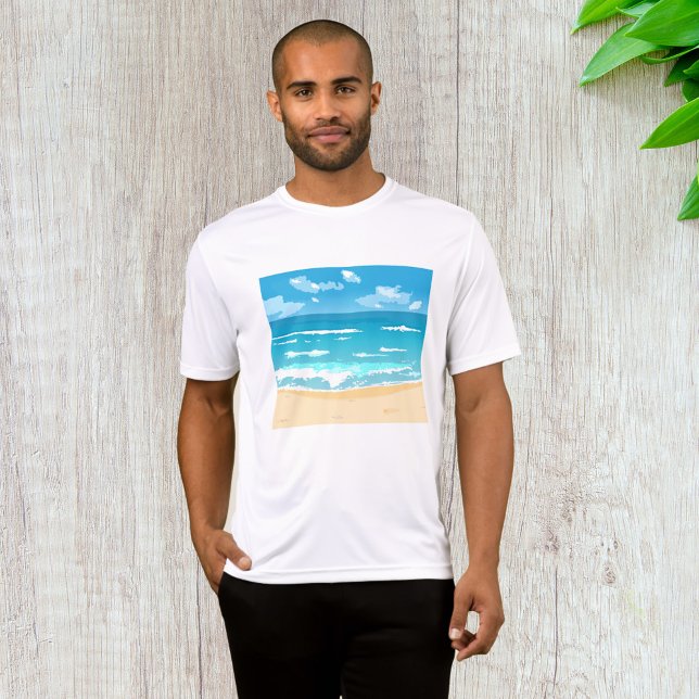 Camiseta Paisagem Costeira da Cena de Praia do Oceano Tropi (Criador carregado)