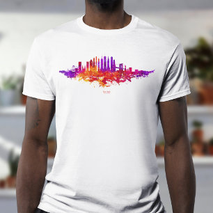 Camiseta Paisagem da Cidade de Nova York Aquarela em Branco