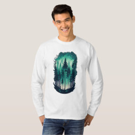 Camiseta Paisagem da Floresta dos Pinheiros Longa Folha