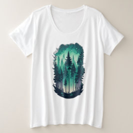 Camiseta Paisagem da Floresta Pinheira Tamanho Mais Amplo p
