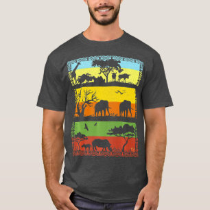 Camiseta Paisagem da savana africana com Safari Animal Silh