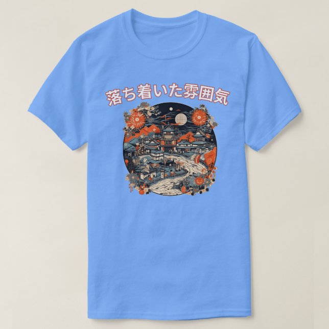 Camiseta Paisagem da Vila Serene de Tranquilidade da Ukiyoe (Frente do Design)