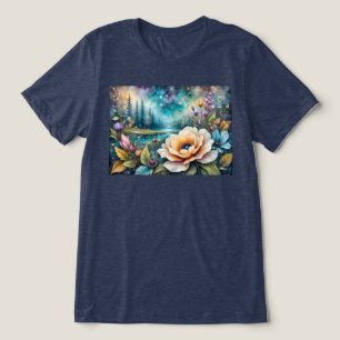 Camiseta Paisagem das florestas do rio Apricot e Blue Cosmo