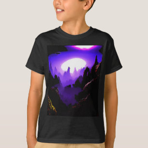 Camiseta Paisagem de alienígena com céu roxo