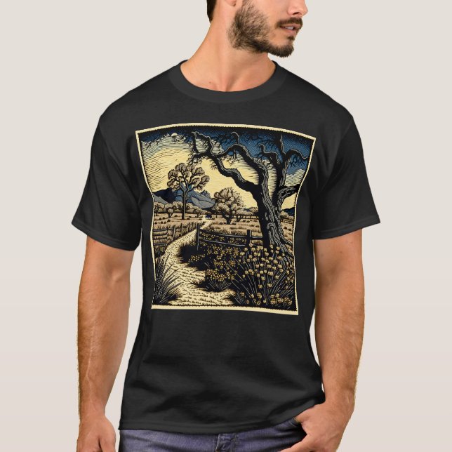 Camiseta Paisagem de Corte de Madeira (Frente)