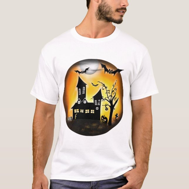 Camiseta paisagem de Halloween (Frente)