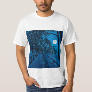 Camiseta Paisagem de inverno com floresta de pinheiros cobe