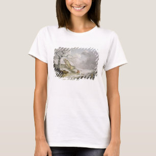 Camiseta Paisagem de inverno com Homens Neves Batendo uma M