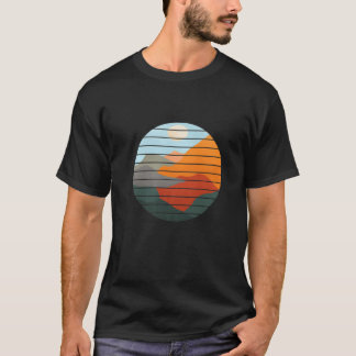 Camiseta Paisagem de montanha abstrato Aeso Colorido do Sol