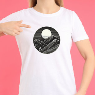 Camiseta paisagem de montanha minimalista
