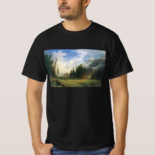 Camiseta Paisagem de montanha por Albert Bierstadt (Frente)