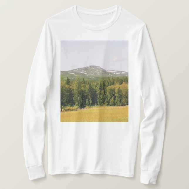 Camiseta Paisagem de Montanha Sueca (Frente do Design)