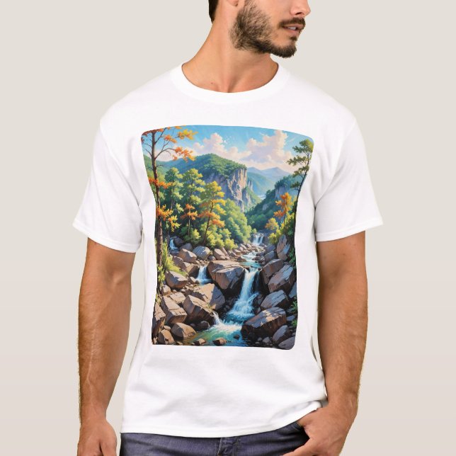 Camiseta Paisagem de Serene Mountain (Frente)