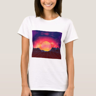 Camiseta Paisagem de Vaporwave com rochas