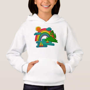 Camiseta Paisagem de viagem de barco sob nuvens solares e a