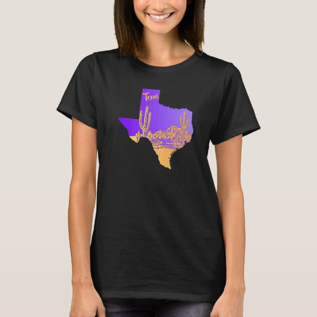 Camiseta Paisagem do Deserto do Mapa do Texas Deserta Mão D (Frente)