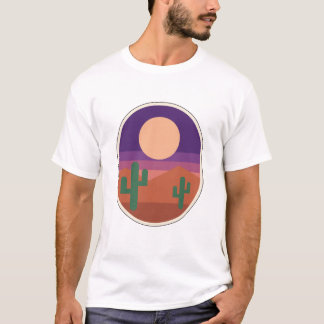 Camiseta Paisagem do Deserto Retro Cacto Sudoeste Lua