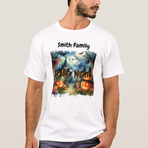 Camiseta Paisagem do Dia das Bruxas e Bonita Aquarela