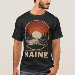 Camiseta Paisagem do Maine Red Sun Viagem Art