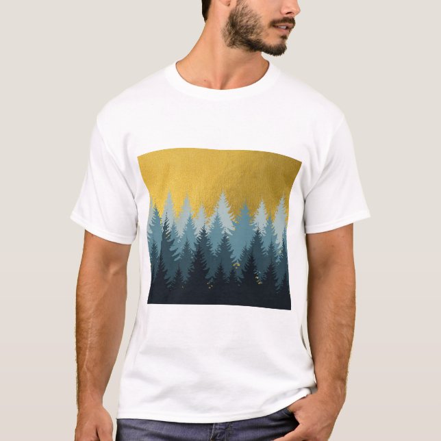 Camiseta Paisagem do Ouro das Árvores Florestais (Frente)